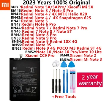 100% Eredeti Akkumulátor Xiaomi Redmi Hongmi MI Megjegyzés 2 3 4 4X 5A 5X 6 7 8 9 8 tonna 9S 9T 10 10X 4G központi szerződő fél Pro Lite Telefon akkumulátorok Volta
