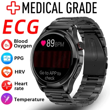 2023 Új Vércukorszint Monitor Egészségügyi Intelligens Karóra Férfi EKG+PPG Vérnyomás Mérés Fitness Sport smartwatch Idős