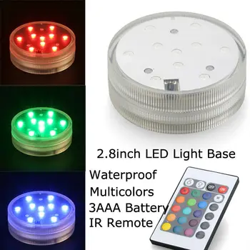 (20db/lot) 3AAA elemes távirányítós 10Multicolor RGB LED Vízálló Váza Fény,Merülő Led Alap Dekoráció