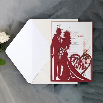 25pcs Menyasszony meg a Vőlegény Esküvői Meghívók, Meghívó Romantikus üdvözlőlap Ajándék Kártya Boríték Testreszabási Party