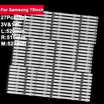27PCS LED Háttérvilágítás Szalag Samsung TV 75inch V5DU-750DCA-R1 UA75JU6400JXXZ,UN75MU6300 UN75JU6500 UN75MU6070FXZA Un75mu6100