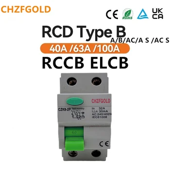 2P 4P 10/30/100/300mA Típus AC RCCB RCD ELCB Elektromágneses Maradék Áram Megszakító Differenciál Breaker Biztonsági Kapcsoló