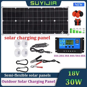 30W 18V Félig Rugalmas Napelem Kültéri Solar Panel Töltés USB Telefon Kamera 5V-os Készülék, Töltő 12V Autó, Hajó Akkumulátor Töltés
