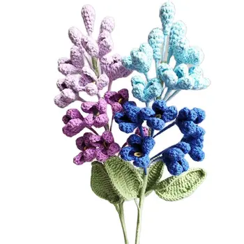 3PCS Fokozatos Szín Lila művirágok Gyapjú Kötés Három-dimenziós Szimulációs Virág lakberendezési Dísztárgyak