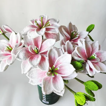 5 DB Fehér Rózsaszín Mesterséges Liliom Magas Minőségű, Virág, Csokor, DIY Cucc Romantikus Beltéri Dekoráció Szimuláció Virágok