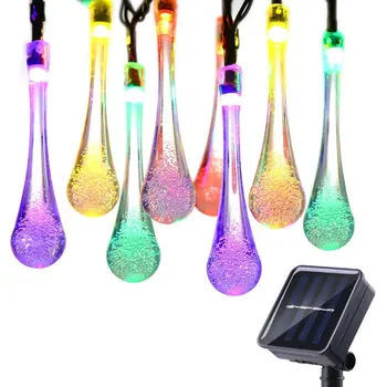 5m 20 LED Vízálló vízcsepp String Tündér Fény Kerti Karácsonyi Party Dekoráció Napelemes Lámpák