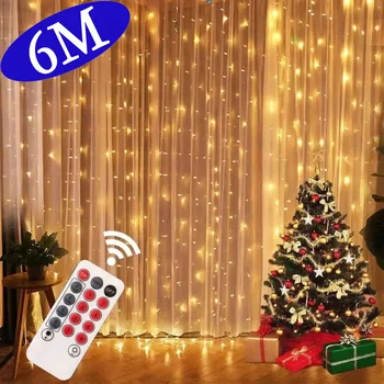 6x3M LED Függöny Jégcsap String Fények Karácsonyi Tündér Fények Garland Szabadtéri Haza Esküvő/Party/Kerti Dekoráció 3x3M