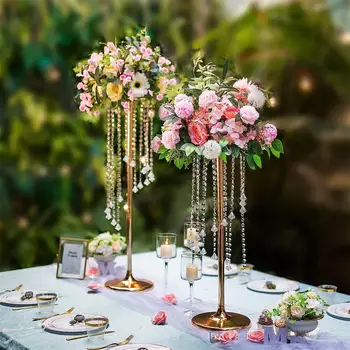 8sets Esküvői Fő Asztal Dísze Virág Állni, S-típusú Kristály Gyöngy Függöny Út Vezet Recepción Dekoratív