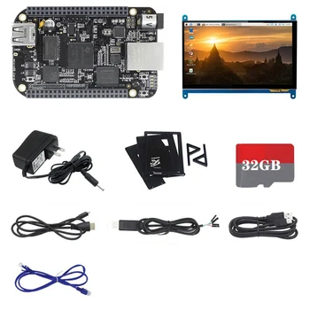 A Beaglebone BB Fekete AM3358 512MB+4G EMMC AI Fejlesztési Tanács+7 Hüvelykes Képernyő+Képernyő Konzol+32G SD Kártya+Teljesítmény US Plug