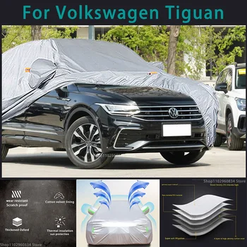 A Volkswagen Tiguan 210T Teljes Autó üléshuzat Szabadtéri Nap uv-védelem Por, Eső, Hó Védő Anti-éljen autó fedezet Automatikus fedél