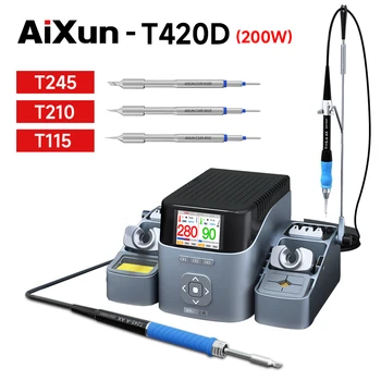 AiXun T420D Dual Channel Okos forrasztóállomás Intelligens Hőmérséklet-szabályozás HD folyadékkristályos Kijelző Javítás Forrasztani Eszközök
