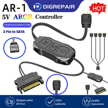 AR-1 Mini RGB Vezérlő Hosszabbít Kábel 5V 3 Pin SATA ARGB Control HUB Ventilátor LED Számítógép Tápegység RGB Vezérlő Adapter