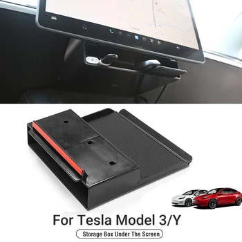 Autó Alatt-Képernyő Tároló Doboz Tesla Modell 3 Modell Y 2021-2023 Kulcs Kártya Modul Szervezők Doboz autósülés Kiegészítők
