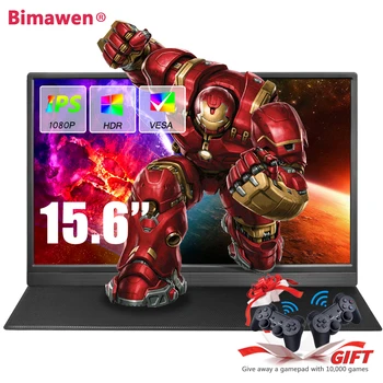 Bimawen 15.6 inch Játék FHD Kijelző, 1080P Hordozható Monitor USB-C HDMI Játék Ultra-Slim IPS Kijelző PC Laptop Xbox PS4 Kapcsoló