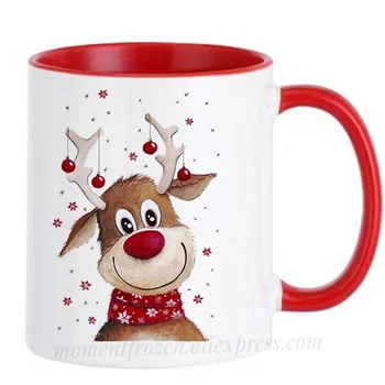 Boldog Karácsonyt Karácsonyi Mikulás Kerámia Bögrék Szarvas Csésze Kávé Mugen Coffeeware Haza Matrica Vicces Ajándék Ötlet Teaware Edények Drinkware
