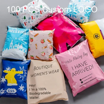 compostable személyre szabott kis rózsaszín szállítási csomagolás biológiailag lebomló poli mailer műanyag egyedi logó levelezési táskák