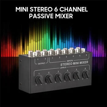 CX600 Mini Sztereó 6 Csatornás Passzív Keverő RCA Hordozható Audio Mixer 6 2 Sztereó Forgalmazó hangerőszabályzó