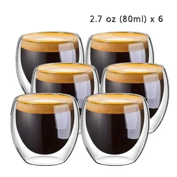 D2 6X duplafalú Üveg pohár Drinkware Tiszta Kézzel készített hőálló Tea Csésze Egészséges Italt Bögre Kávét Hőszigetelt Üveg