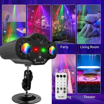 Disco Színpadon DJ Party Lézer Projektor Disco Hang Aktivált, Piros, Zöld, Kék Villogó fényt Club Családi Fesztivál, Karácsonyi Fények
