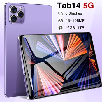 Eredeti TAB14 Tablet 8 Inch 16GB+1T 8800Mah 48+108MP Wi-Fi, Telefon GPS Google Play Android12 5G Támogatás Nyelvek