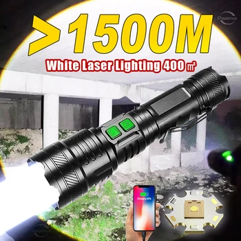 Erős Lámpa Zoom 1500M Hosszú távú Taktikai Lámpa Hordozható Fáklya Usb Újratölthető Led Lámpa Nagy teljesítményű Led Elemlámpa
