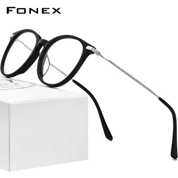FONEX Titán Optikai Szemüveg Keret Férfiak 2021 Retro Kerek Szemüveget a Nők Rövidlátás-Acetát Szemüveg Szemüveg F85670