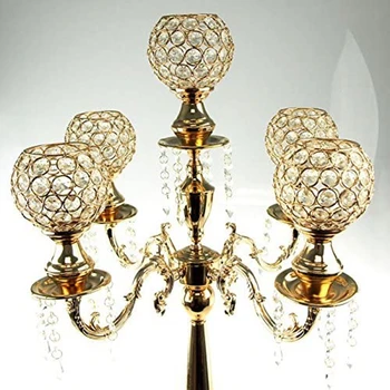 fém, arany, 5 fej gyertyatartóhoz jogosultja dekoratív 5 karok magas gyertyatartó esküvői asztal asztaldíszek qq435