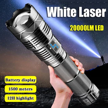 Hatalmas Szabadtéri Taktikai LED Lámpa Szuper Fényes Reflektorfénybe Hosszú távú Nagyítható Sürgősségi Fáklya Feltölthető Teljesítmény Kijelző