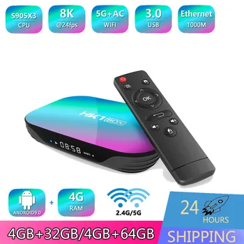 HK1 DOBOZ Amlogic S905X3 Smart Android TV Box 2.4 G&5G Kettős WiFi, Ethernet 1000M BT4.0 8K Ultra HD Android 9.0 Google Media Player