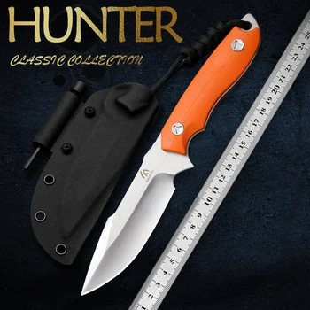 HUANGFU Magas minőségű D2 acél kerti kés vadonban túlélés túrázás, vadászat kés fix pengével harci mentő kés férfi ajándék