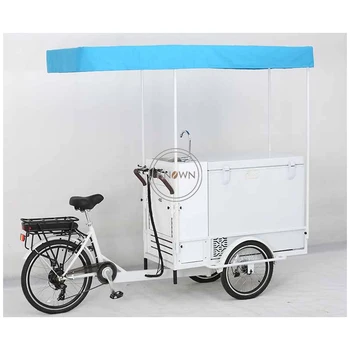 Három Kerék, Pedál vagy Elektromos Tricikli Cargo Bike Trike Hűtőszekrény kioszk Utcai Élelmiszer-Kosár Eladó fagylalt, Jégkrém