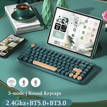 Három Mód 2.4 G Wireless Bluetooth Keyboard Mini 84 Kulcsok Csendes Billentyűzet Ergonomikus Gaming Billentyűzet PC, Laptop, Számítógép, Tablet
