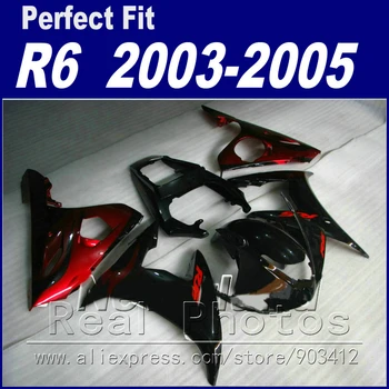 Ingyenes egyéni motorkerékpár alkatrész YAMAHA R6 spoiler készlet 2003 2004 2005 piros fekete Fit YZF R6 burkolat 03 04 05