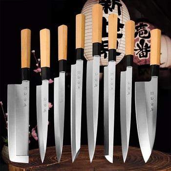 Japán Lazac Sashimi Kés Rozsdamentes Acél Sushi Kés, Szakács Kés Éles, Tartós Hal Kés, Szeletelő Kés Konyhakés