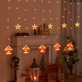 Karácsonyi Dekoráció fényfüzér, Karácsonyi Fa Medál LED Ünnepi Világítás Plug-in Függöny Fények Szoba Légkör Tündér Fény