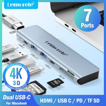 Lemorele TC14L USB Típus C-HUB Dual USB-C-HDMI Adaptert, 4K TF SD Olvasó helyére PD MacBook Pro/Levegő 2018 - 2020 USB-C-HUB