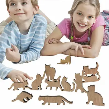Mini Fa Babák Macskák Baba Asztali Mérleg Egymásra Játék Játék 12 Különböző Formák Blokk A Szülők, A Gyermekek Interakciós