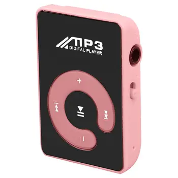 Mini Tükör Klip USB Digitális Mp3-Lejátszó Támogatja a 8 gb-os SD TF Kártya Rózsaszín