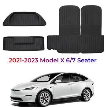 Modell X Frunk Csomagtartóban Szőnyeg 2021 2022 2023 6/7 Férőhelyes A Tesla Model X Első Rakomány Bélés 3D-s Minden Időjárási Hátsó Rakomány Bélés