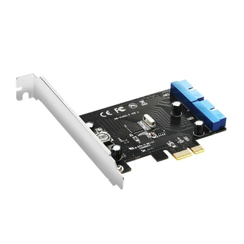 Nagysebességű PCIExpress toDual 20Pin USB Vezérlő Kártya Alváz Elülső Panel Terjeszkedés Gyors Adatátvitel PC