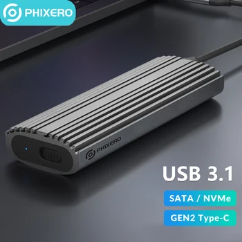 PHIXERO M2-es SSD Esetében M. 2 NVMe SATA SSD Burkolat Adapter 10Gbps USB 3.2 Gen2 USB C Külső Burkolat Támogatja M, B&M Kulcsok