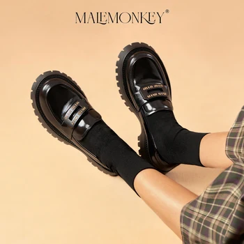 Platform Naplopók Nők Tehén bőr 2023 Tavaszán Hivatal Hölgyek Vastag Egyedüli Csúszik a Lakások Divat a Retro Női Cipő Zapatos De Mujer