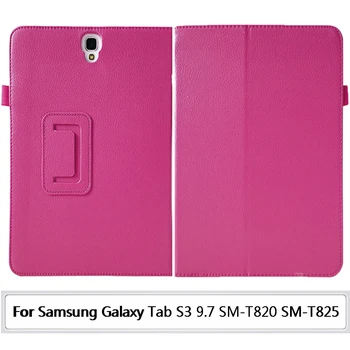 Pu Bőr Kemény tok, Edzett Üveg kijelző Védő fólia Stand Flip Cover Samsung S3 Galaxy Tab 9.7 T820 T825 Sm-T820 Sm-T825 PC