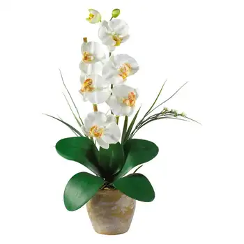 Selyem Orchidea Virág Megállapodás Cream Esküvői dekoráció szertartás, Száraz virágok, Dekoráció Horgolt virágok, Itt a Kék virág