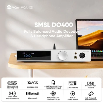 SMSL DO400 2in1 Bluetooth Audio USB DAC AMP Dekóder HIFI Fejhallgató Fülhallgató Erősítő Távirányító MQA CD DSD512