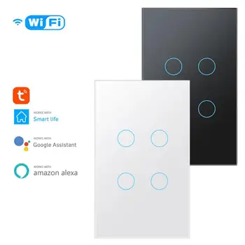 Tuya WiFi Smart Touch Kapcsoló MINKET 1/2/3/4gang Smart Home Fali Kapcsoló Vezeték nélküli Vezérlés Intelligens Élet APP Alexa, a Google Haza