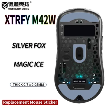 UnusualWaySports Egér Láb Matrica Méter Xtrfy M42 Vezeték nélküli Cambered Felület PTFE Anti Összeomlás Magic Ice Silver Fox