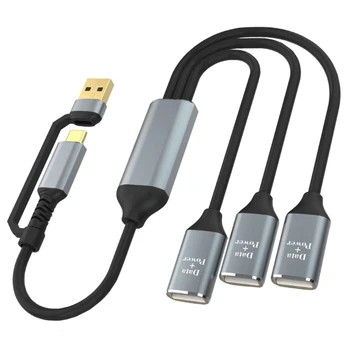 USB/C Típusú Férfi Három USB 2.0 Női Kábel Adapter Típus C-3 USB 2.0 csatlakozó Elosztó Adapter Kábel Átalakító Csatlakozó