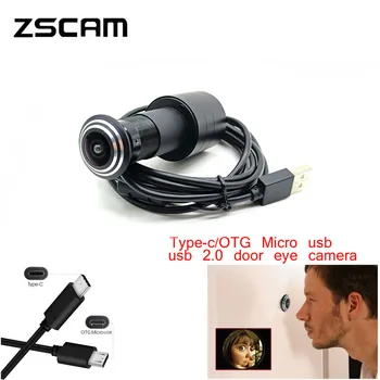 USB Port 2.0 Ajtó Szem Kukucskáló Lyuk Kamera 720P/1080P 1MP/2MP OTG Micro USB/C-Típusú Meghajtó-ingyenes Széles Látószögű halszem Objektív Cam