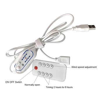 USB-Távirányító-Állítható Sebesség 2-8 órás Időzítés ON OFF Kapcsoló, Ventilátor 